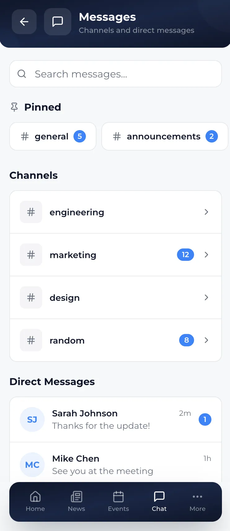 Intranet Mobile App - Screen 3