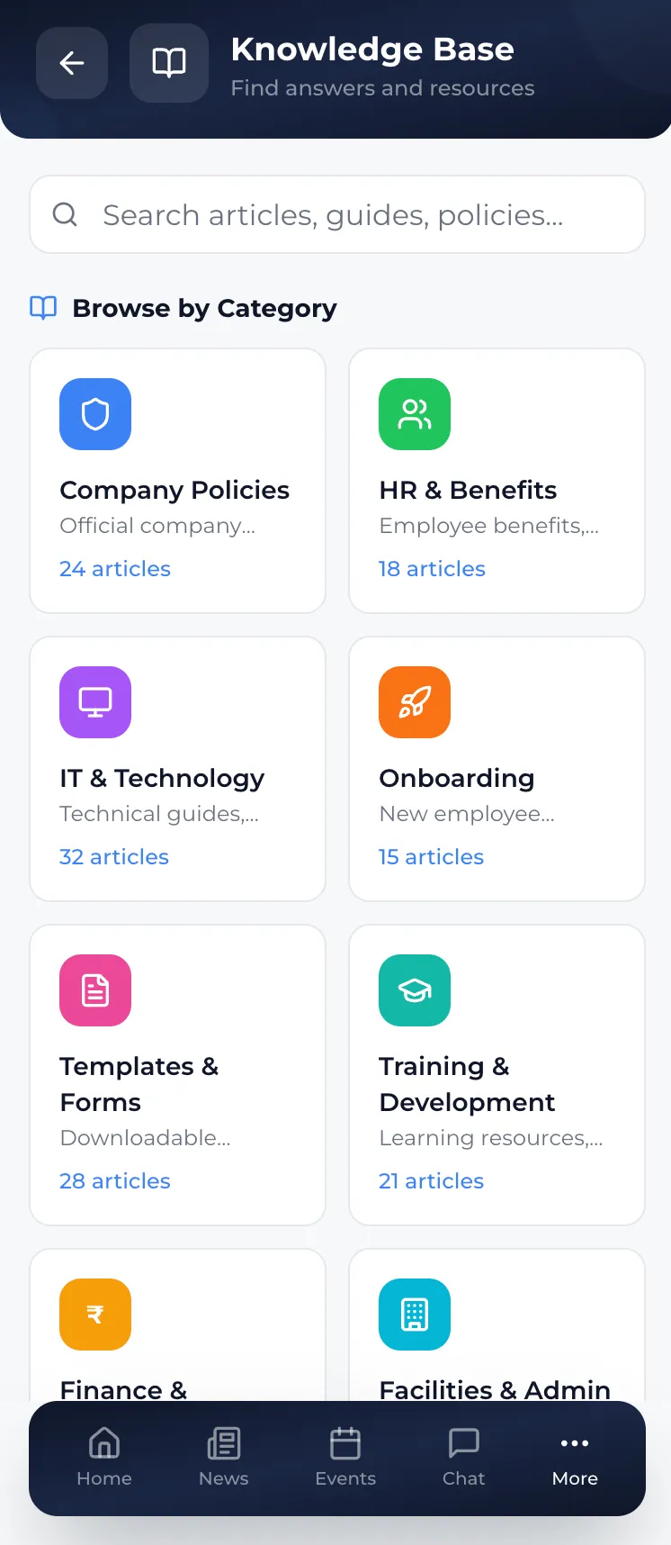 Intranet Mobile App - Screen 4